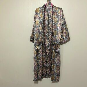 Dior Black and Purple Satin Robe with 3/4 Sleeves